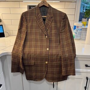 Classic Brown Checkered Men's Blazer